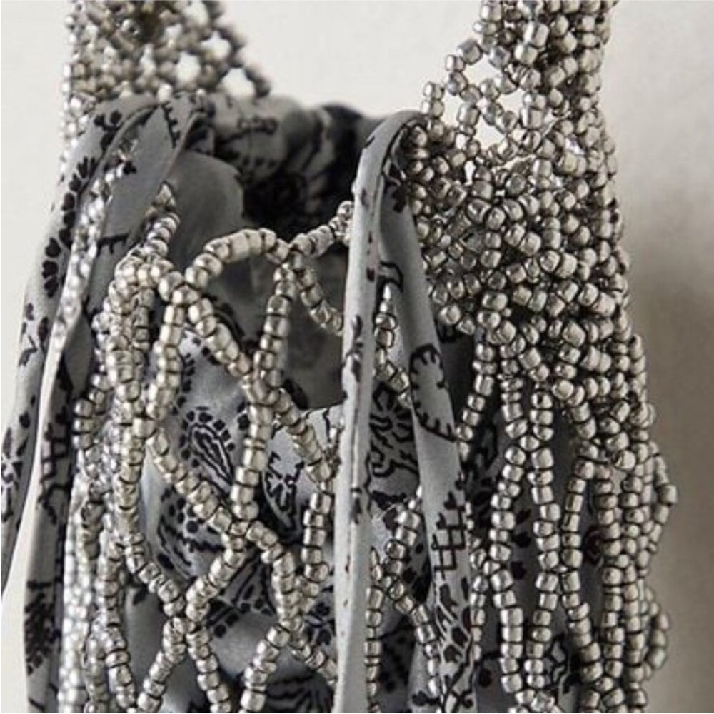 NWT Free People Hayes Beaded Shoulder Bag in Pewter - Picture 5 of 9